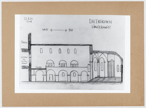 Vorschaubild Dietkirchen: Längsschnitt. Skizze Wolfgang Schöne 1965